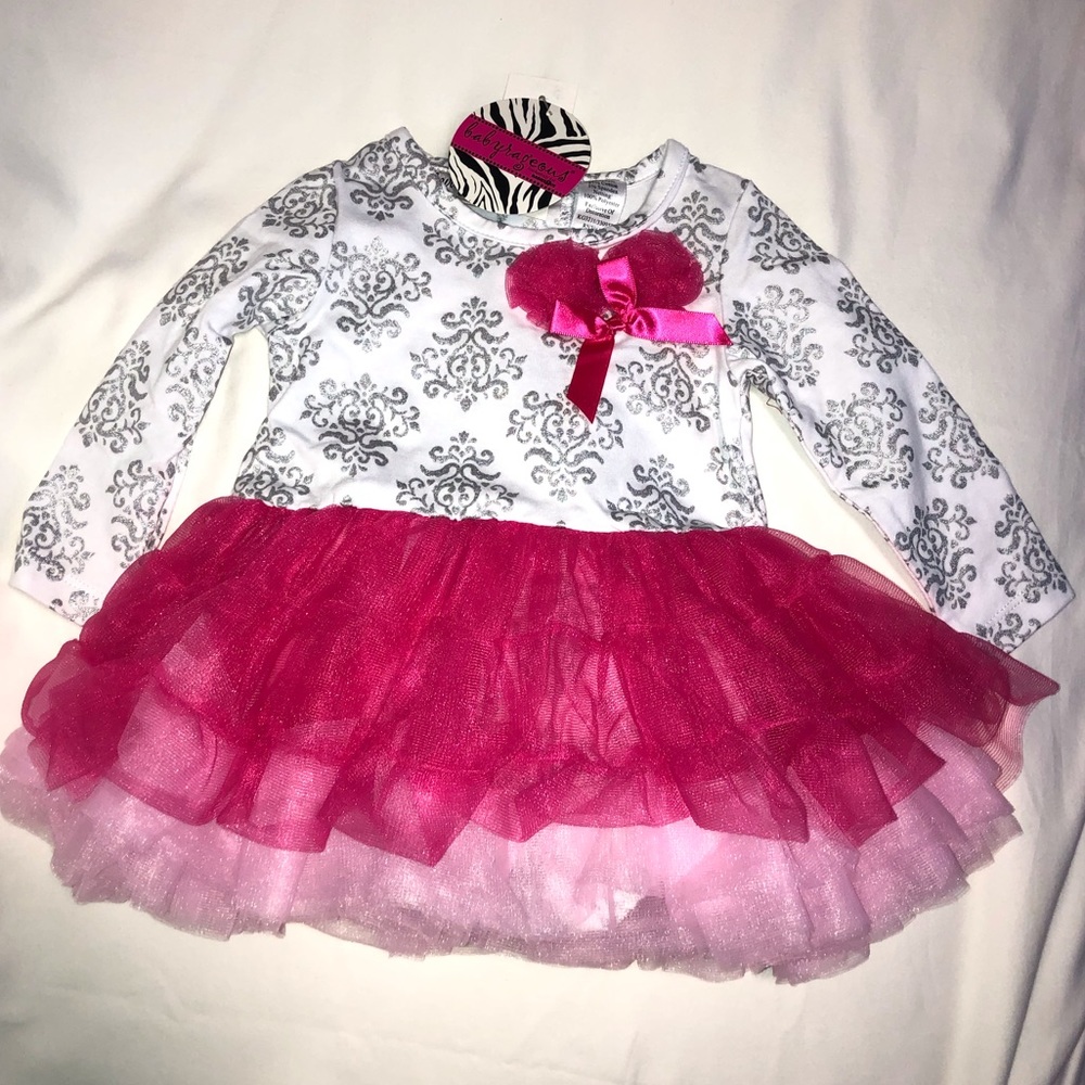 Babyrageous Onesie Dress with Pink Tutu Bottom 6M